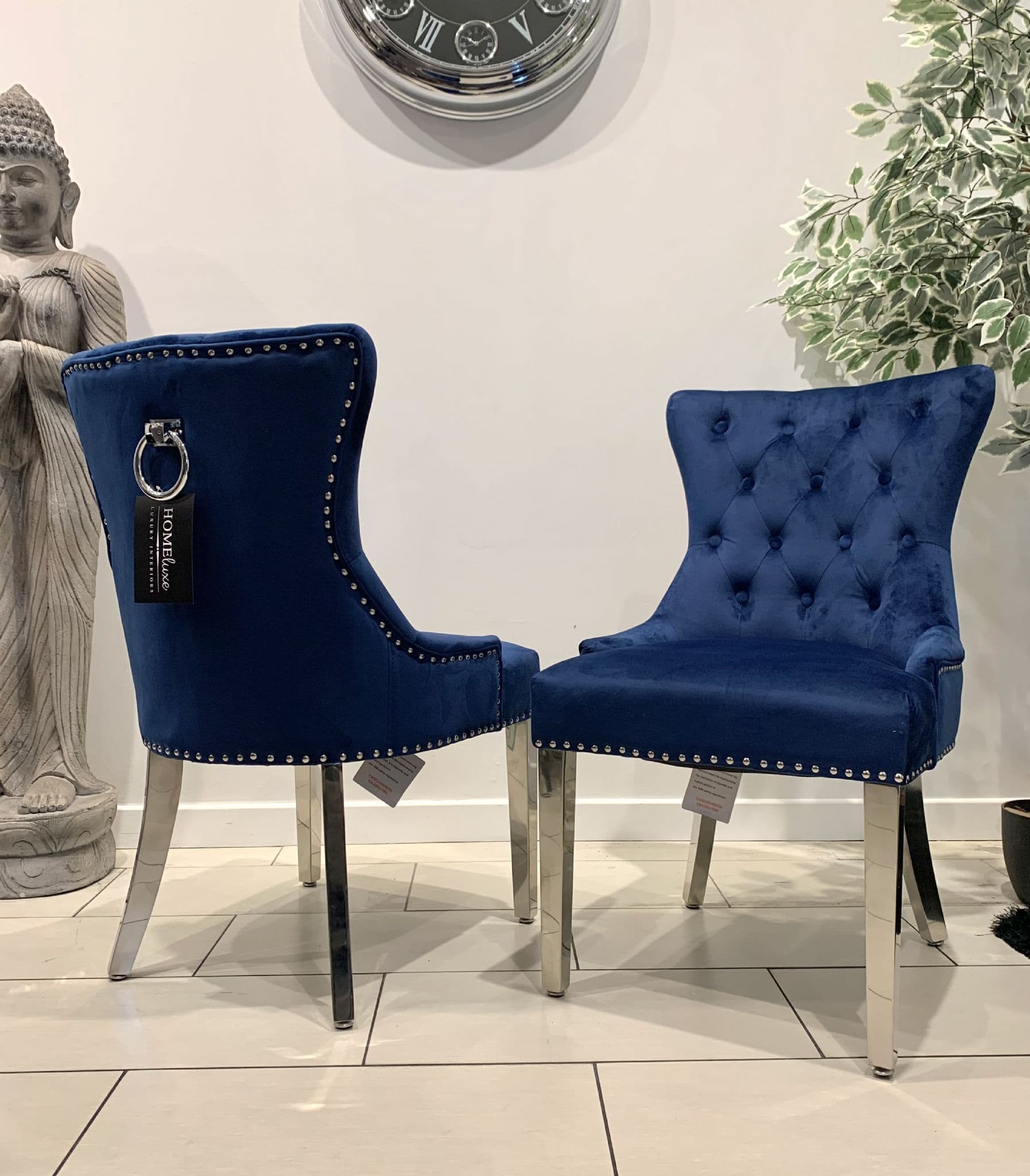 [EKM-AUTOGENERATED]Aydin Dining Chair Brushed Velvet In Royal Blue - Sold In Pairs