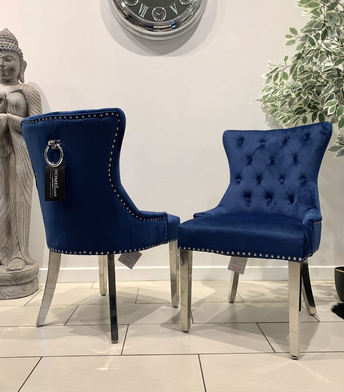 Aydin Dining Chair Brushed Velvet In Royal Blue - Sold In Pairs
