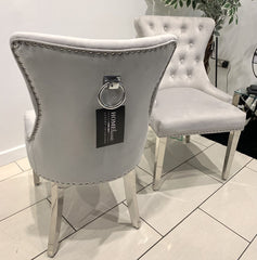 Aydin Dining Chair Brushed Velvet In  Silver - Sold In Pairs