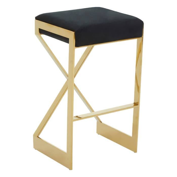 [EKM-AUTOGENERATED]Azalea Black And Gold Finish Bar Stool Home Luxe Interior