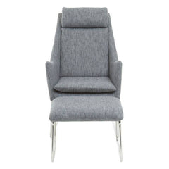 Azalea Grey Fabric Lounge Chair and Footstool Set  Home Luxe Interior