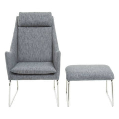 Azalea Grey Fabric Lounge Chair and Footstool Set  Home Luxe Interior