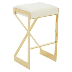 [EKM-AUTOGENERATED]Azalea Ivory And Gold Finish Bar Stool - Home Luxe Interior