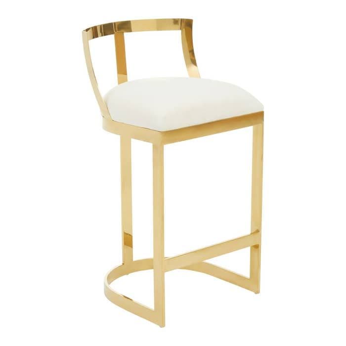 [EKM-AUTOGENERATED]Azalea Ivory Velvet Bar Stool - Home Luxe Interior