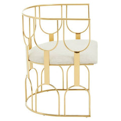 Azalea Natural Fabric and Gold Finish Chair  Home Luxe Interior.