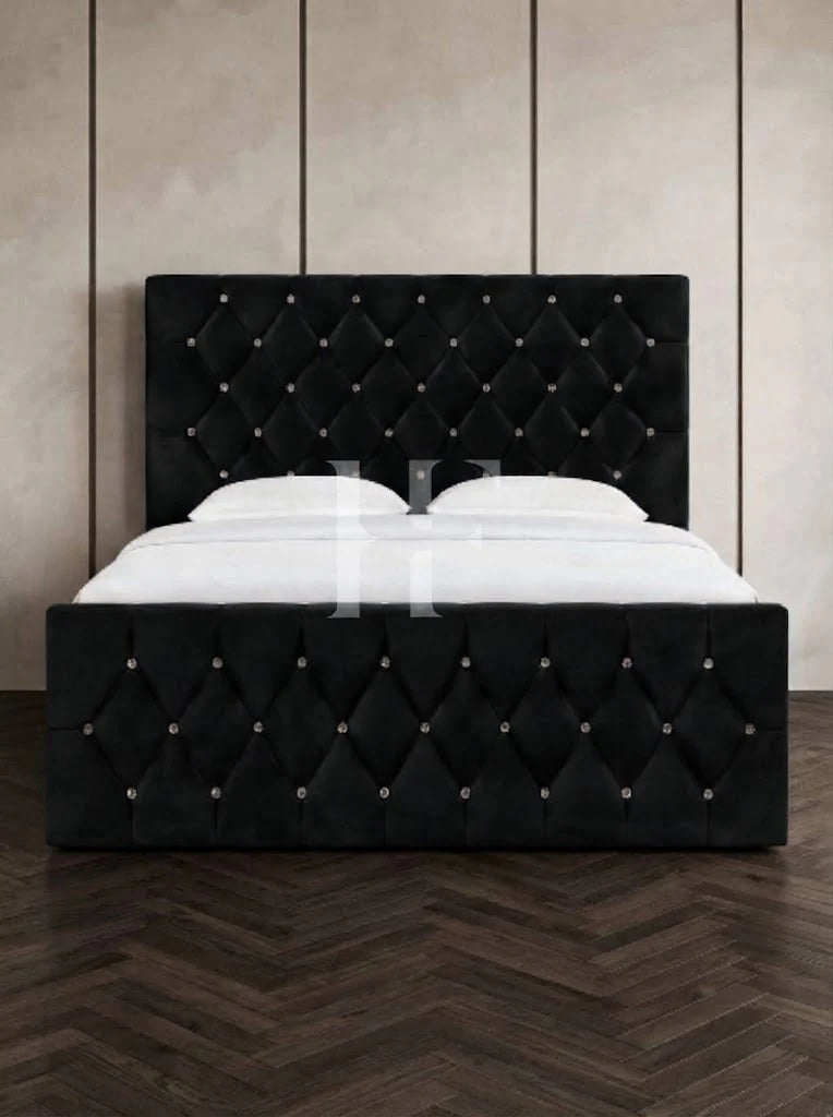 Luxury Diamond Tufted Crystal Chesterfield Upholstered Bed Frame