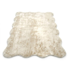 Cream Scallop Border Soft Area Rug Modern Neutral Bedroom Rug 160x230cm