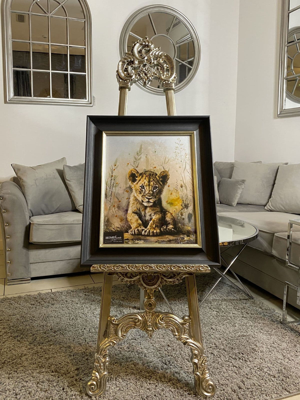 [EKM-AUTOGENERATED]Baby Cub Waterpaint Wall Art Alpha Black Frame 55Cm X 65Cm