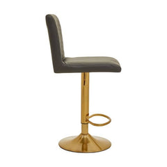 Baina Dark Grey and Gold Bar Stool with Round Base  Home Luxe Interior
