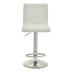 Baina White And Chrome Bar Stool With Round Base