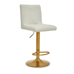 [EKM-AUTOGENERATED]Baina White And Gold Bar Stool With Round Base
