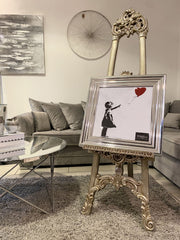 [EKM-AUTOGENERATED]Banksy Heart Balloon Wall Art Chrome Step Frame