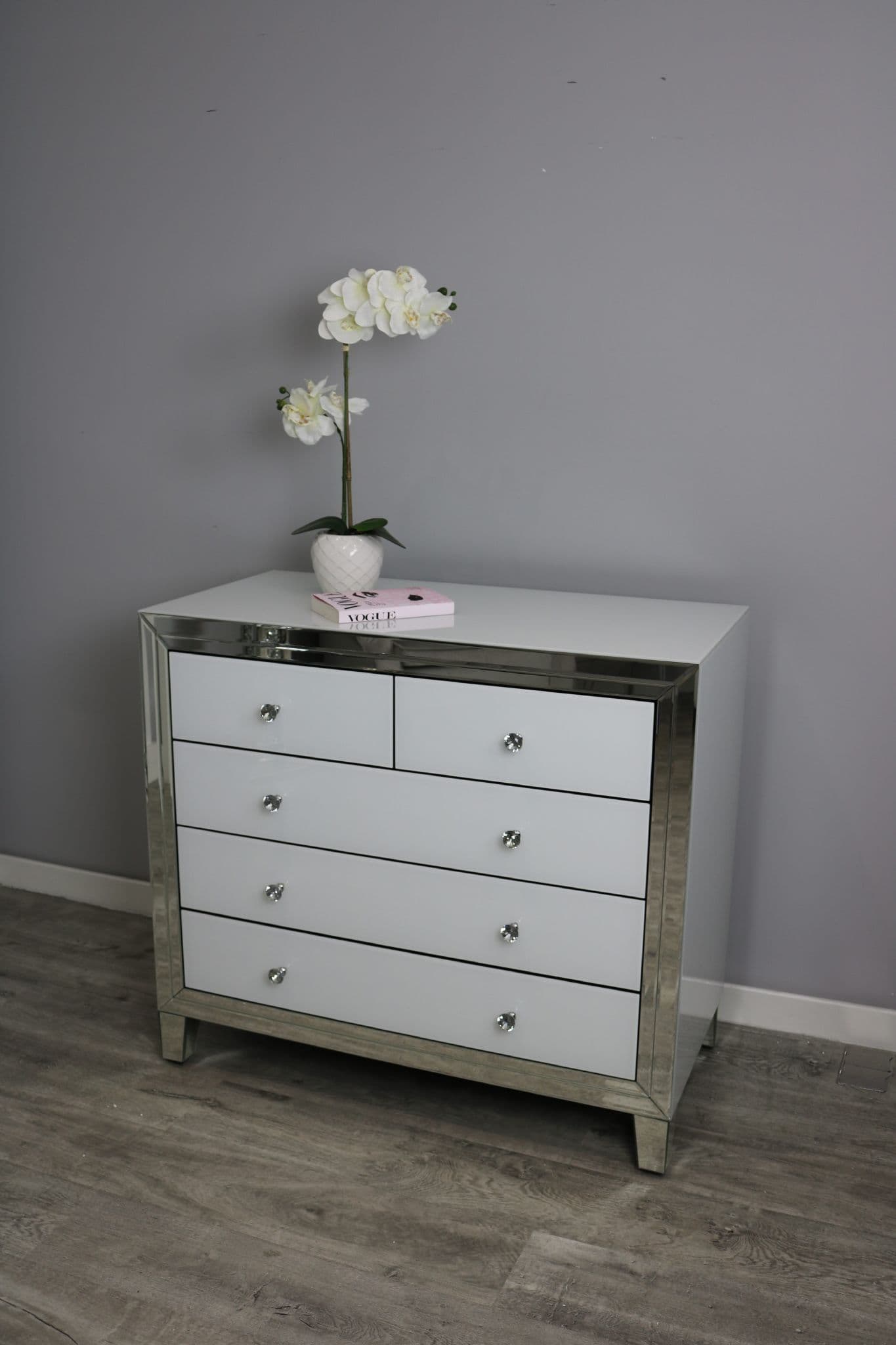 [EKM-AUTOGENERATED]Bianco 23 Drawer White Mirror Chest