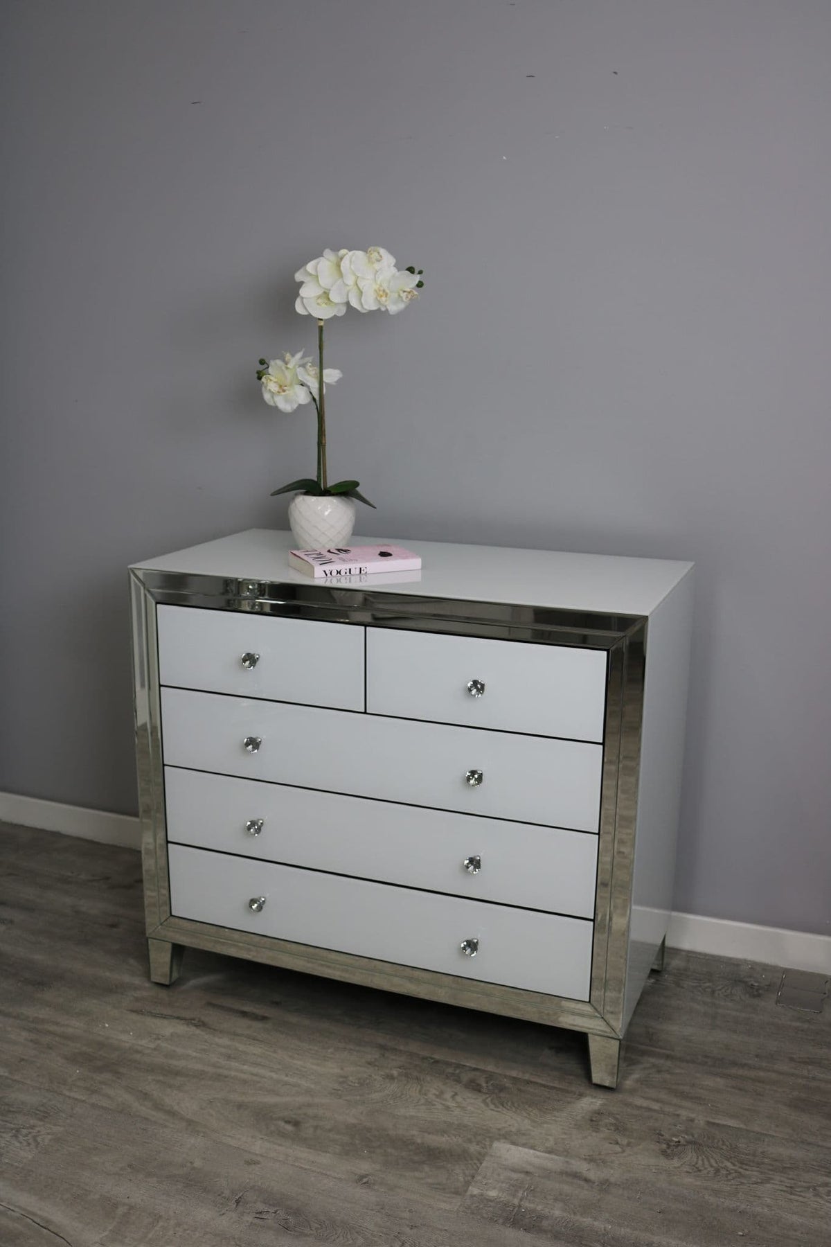 [EKM-AUTOGENERATED]Bianco 23 Drawer White Mirror Chest