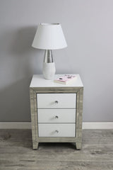 [EKM-AUTOGENERATED]Bianco 3 Drawer White Mirror Bedside Cabinet