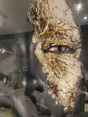 Black African Hand Gold Paint Wall Art Mirror Frame 75Cm X 95Cm