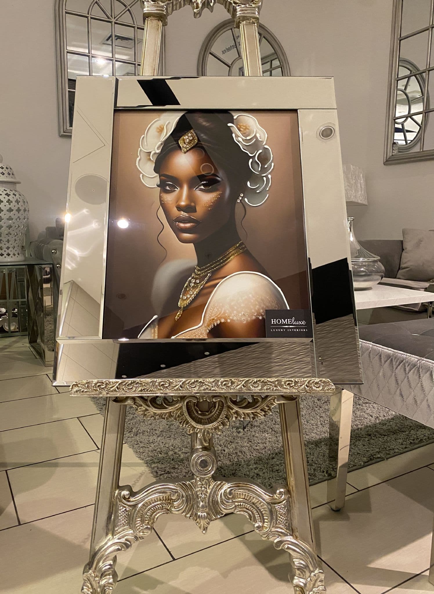 [EKM-AUTOGENERATED]Black African Lady Design 1 Wall Art Mirror Frame 55Cm X 65Cm