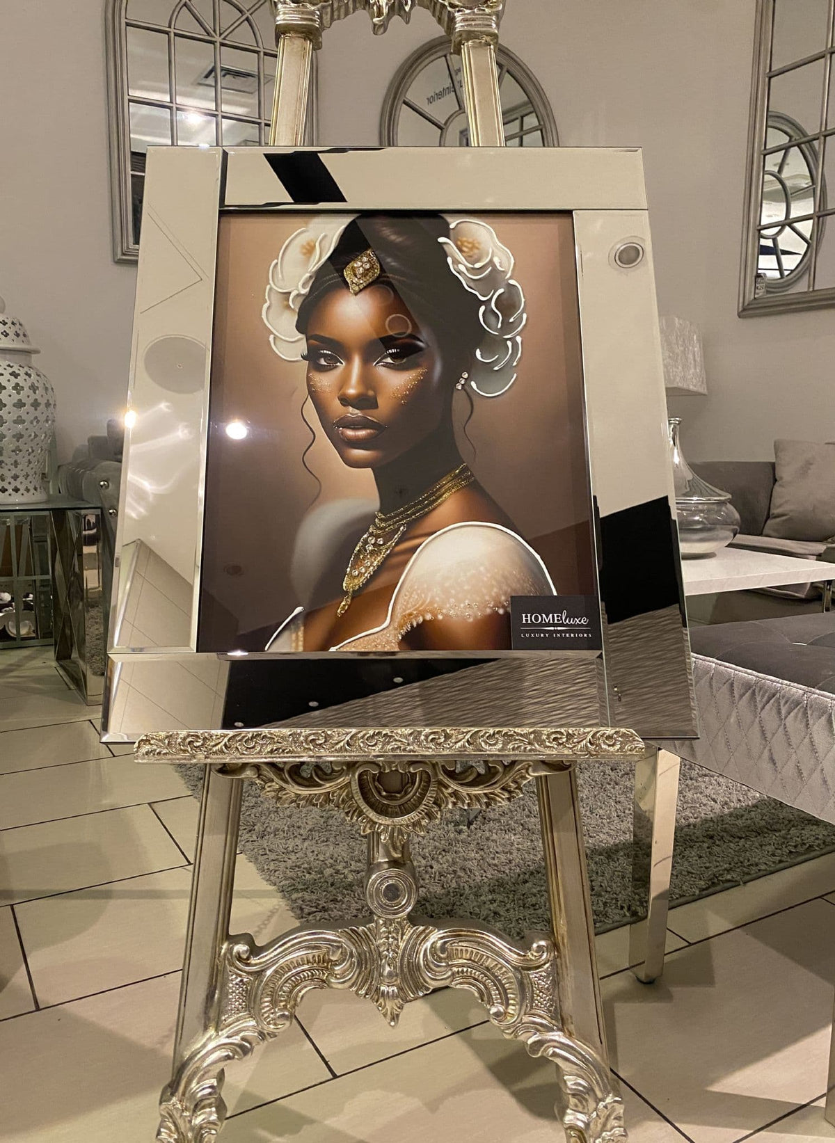 [EKM-AUTOGENERATED]Black African Lady Design 1 Wall Art Mirror Frame 55Cm X 65Cm