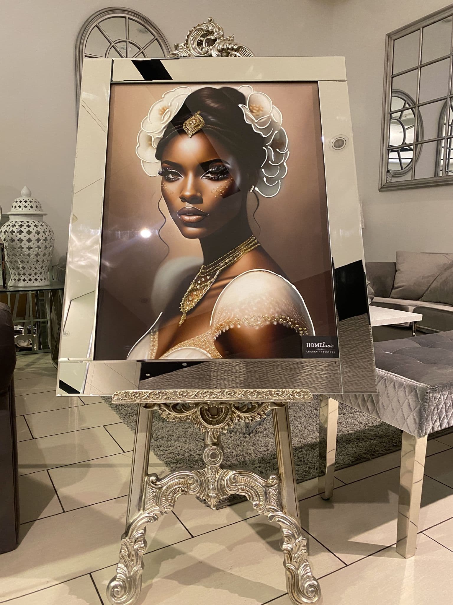 [EKM-AUTOGENERATED]Black African Lady Design 2 Wall Art Mirror Frame 90Cm X 70Cm