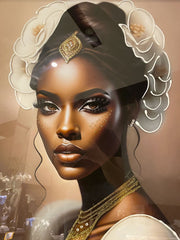 Black African Lady Design 2 Wall Art Mirror Frame 90Cm X 70Cm