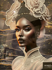 Black African Lady Design 4 Wall Art Mirror Frame 55Cm X 65Cm