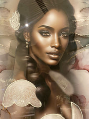 Black African Lady Design 4 Wall Art Mirror Frame 90Cm X 70Cm