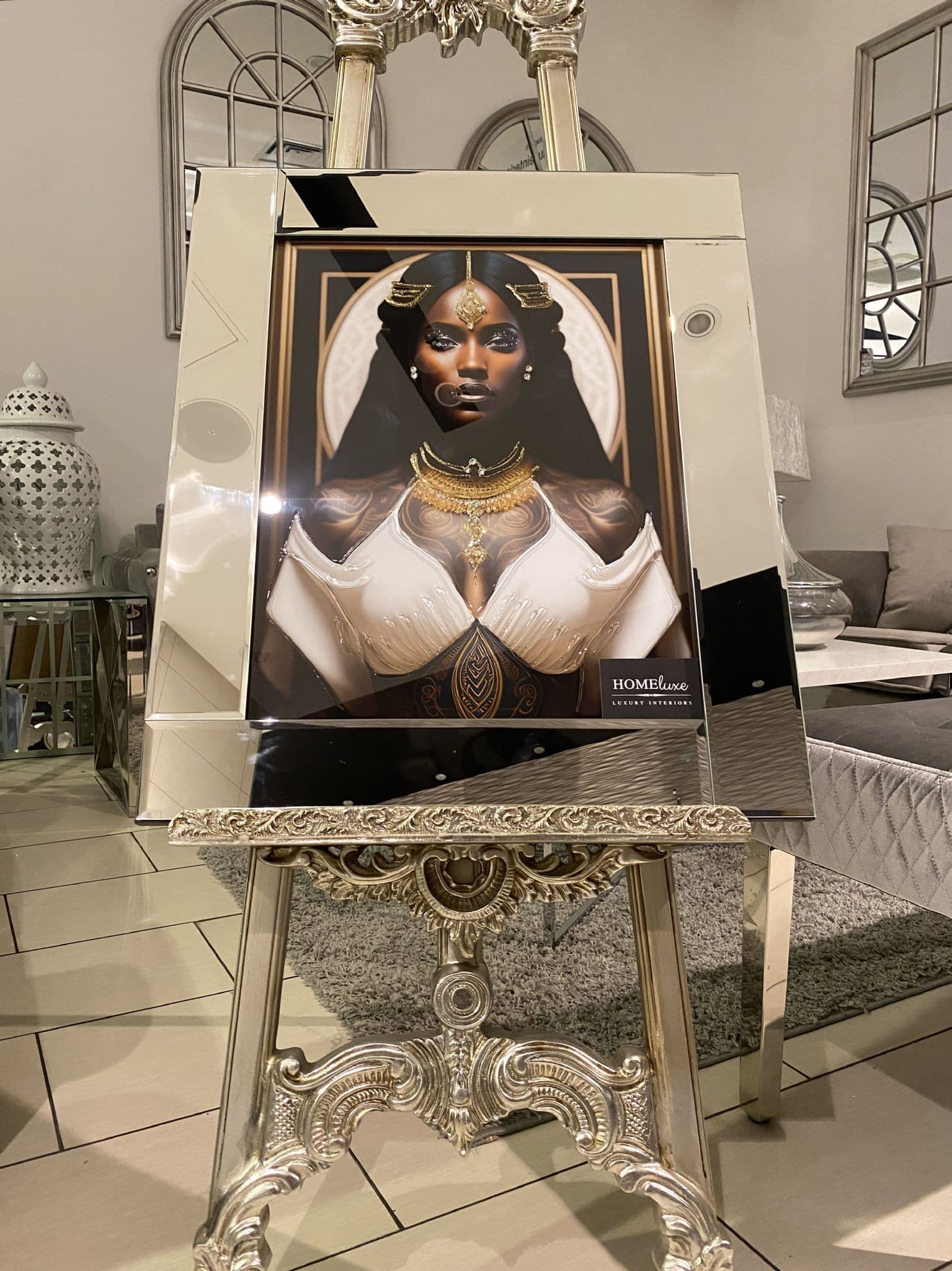 [EKM-AUTOGENERATED]Black African Lady Design 5 Wall Art Mirror Frame 55Cm X 65Cm