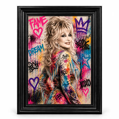 Dolly Parton Graffiti Pop Art Black Frame Canvas Print Mat - 60 x 80cm
