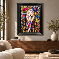 Dolly Parton Fame Pop Art Black Frame Canvas Print Decor - 60 x 80cm