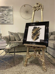 [EKM-AUTOGENERATED]Black & Gold Abstract Wall Art Black Step Frame