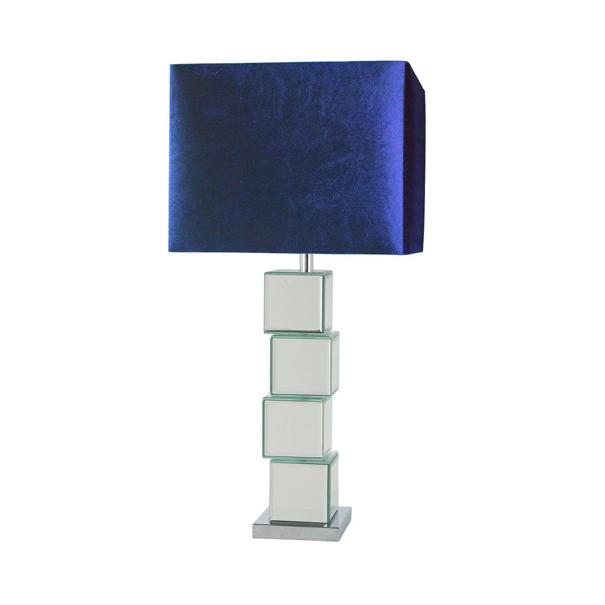 [EKM-AUTOGENERATED]Block Design Mirror Table Lamp with Blue Shade