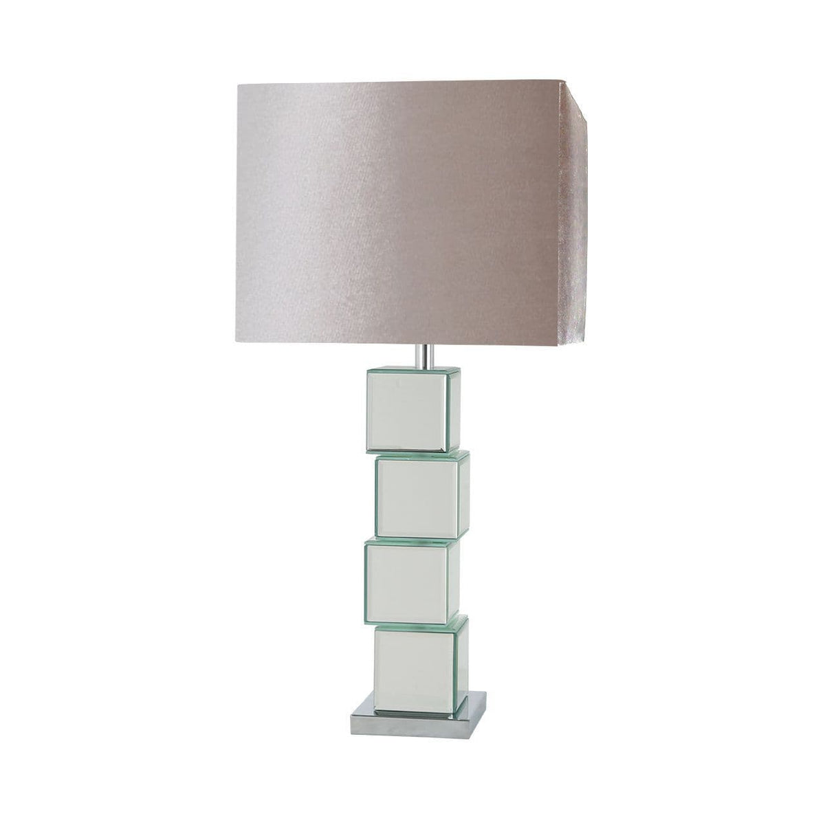 [EKM-AUTOGENERATED]Block Design Mirror Table Lamp with Champagne Shade