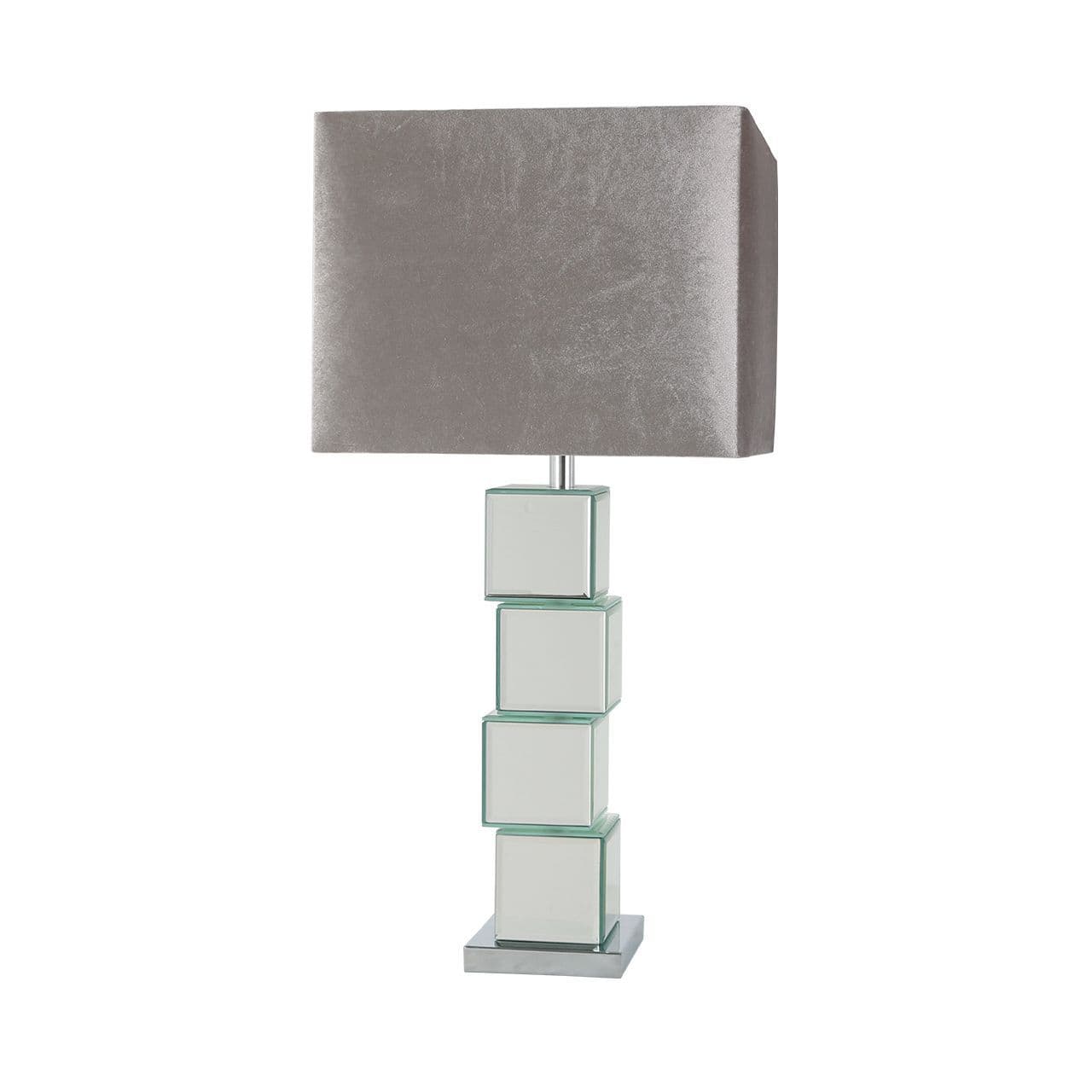 [EKM-AUTOGENERATED]Block Design Mirror Table Lamp with Grey Shade