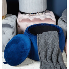 Blue Round Storage Stool With Lid