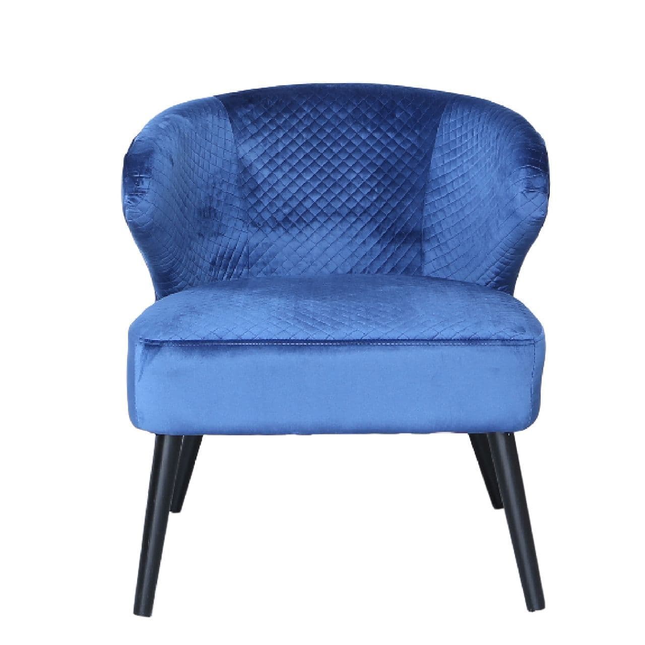 [EKM-AUTOGENERATED]Blue Wingback Quilted Velvet Easy Chair