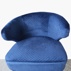 Blue Wingback Quilted Velvet Easy Chair