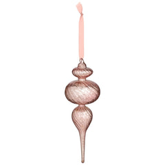 [EKM-AUTOGENERATED]Blush Pink Finial Glass Swirl Bauble