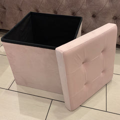 Brushed Velvet Storage Ottoman Seat  With Lid