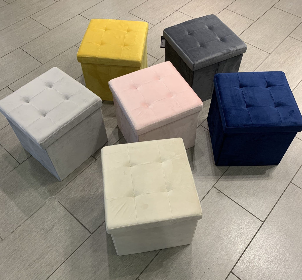 Brushed Velvet Storage Ottoman Seat  With Lid