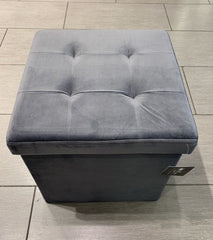 Brushed Velvet Storage Ottoman Seat  With Lid
