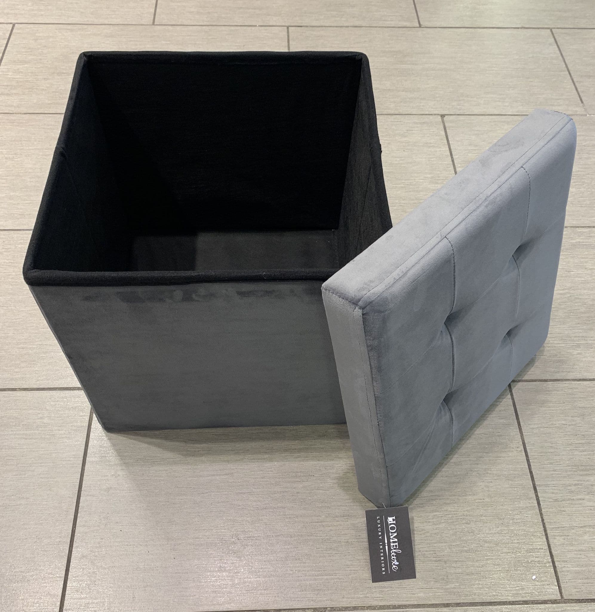 Brushed Velvet Storage Ottoman Seat  With Lid