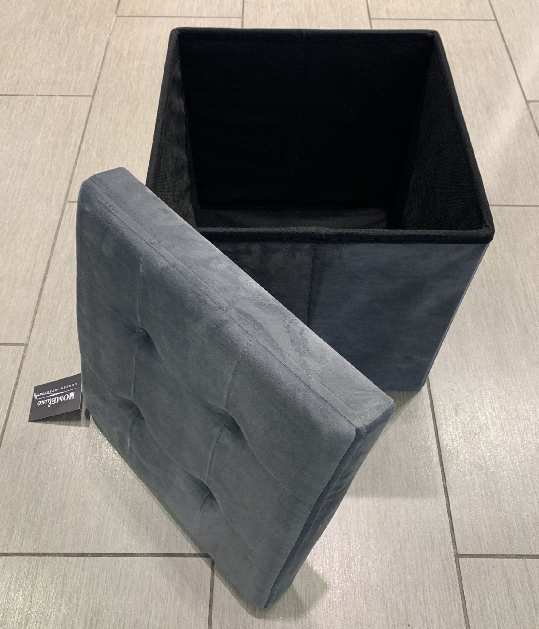 Brushed Velvet Storage Ottoman Seat  With Lid
