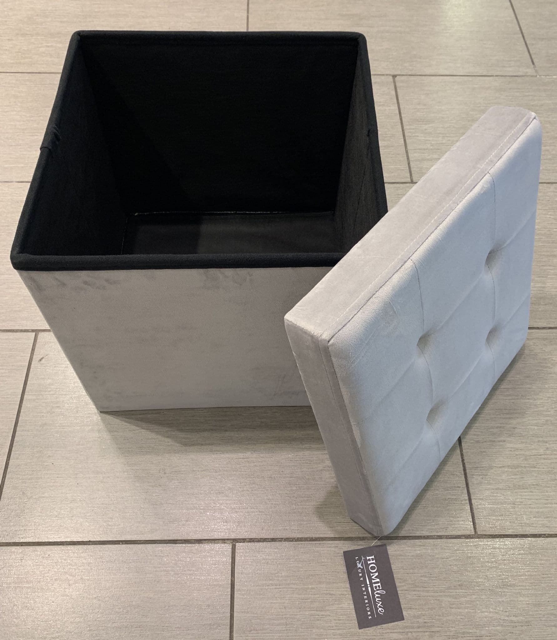 Brushed Velvet Storage Ottoman Seat  With Lid
