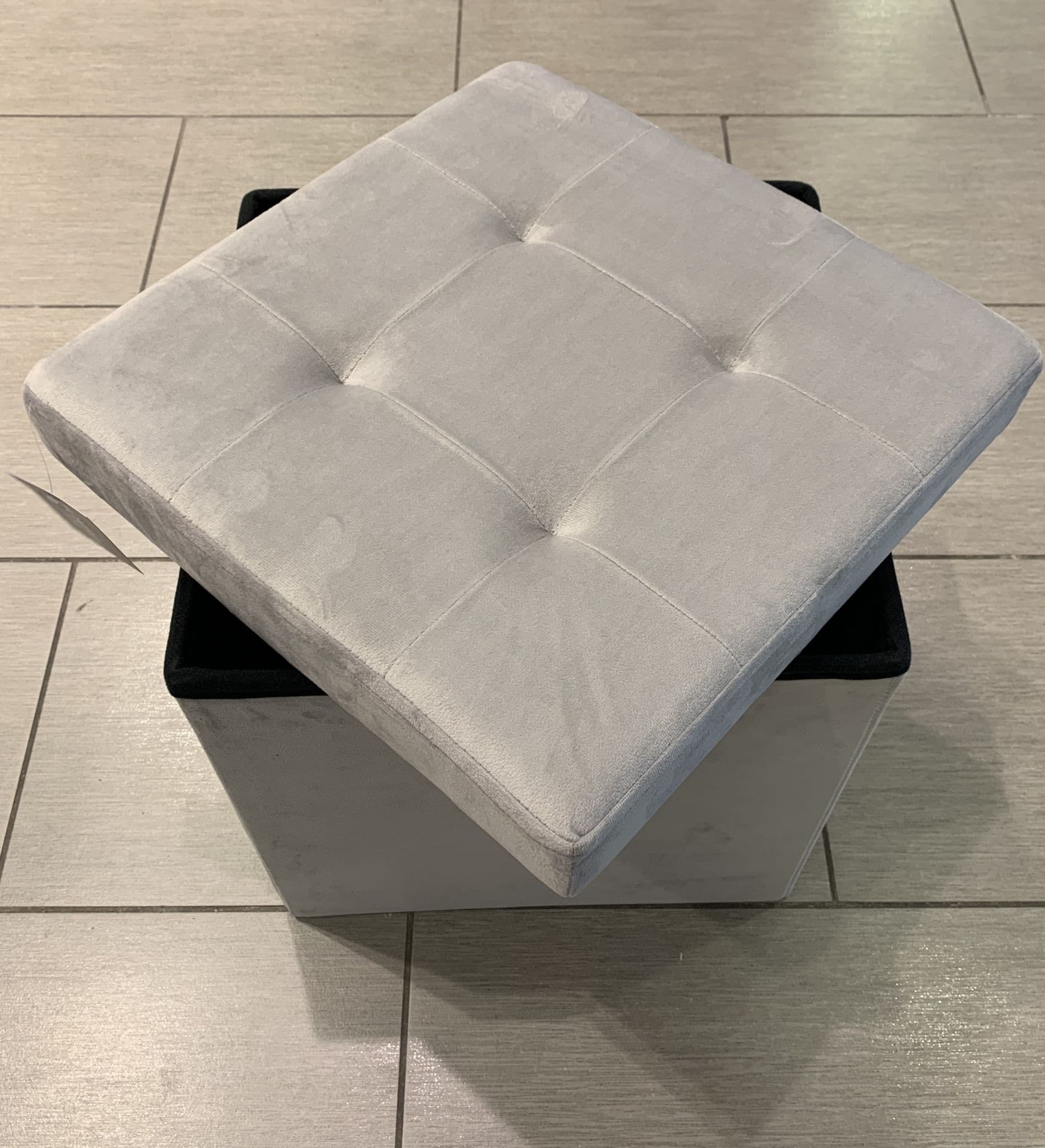 Brushed Velvet Storage Ottoman Seat  With Lid