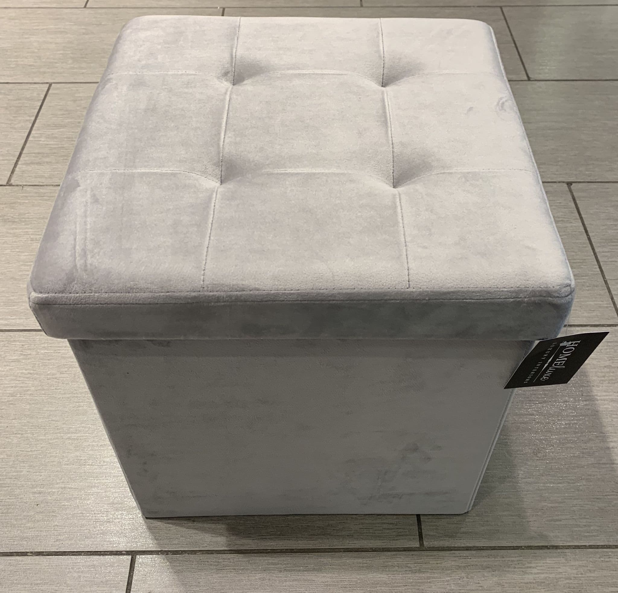 Brushed Velvet Storage Ottoman Seat  With Lid