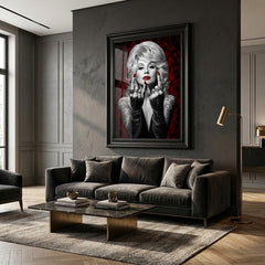 Dolly Parton Red Wall Art Black Frame Canvas Print Decor - 60 x 80cm