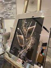 Champagne Glasses Sparkle Wall Art Mirror Frame