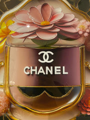 Chanel Floral Pink Wall Art White Chrome Step Frame 55Cm X 65Cm
