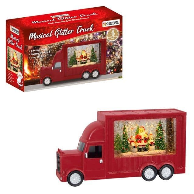 [EKM-AUTOGENERATED]Christmas Red Truck With LED Spinning Glitter