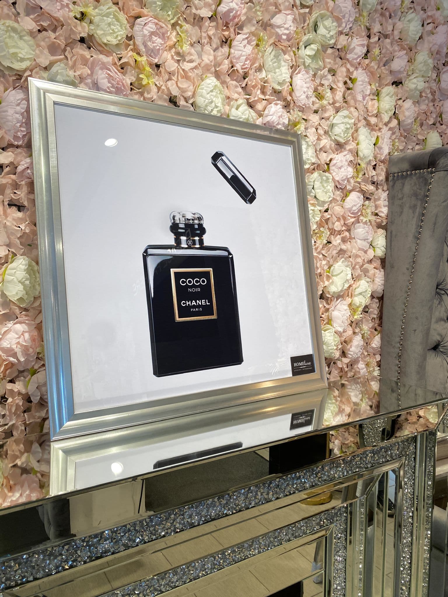 [EKM-AUTOGENERATED]Coco Chanel Black Perfume Bottle Art With White Frame